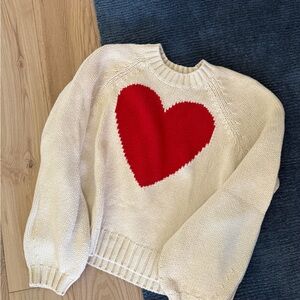 GAP Cream Sweater with Red Heart